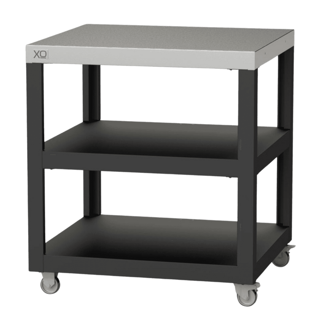XO Prep Cart for XOPIZZA1 with weather-resistant frame and heavy-duty casters, ideal for outdoor pizza oven setups and food prep.