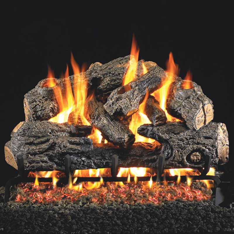 Real Fyre Charred Angel Oak Log Set with G46 ANSI Certified Burner System