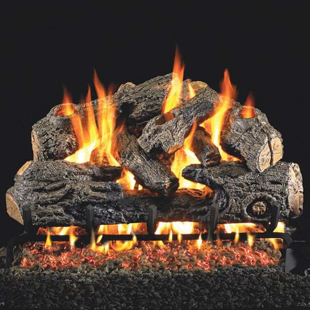 Real Fyre Charred Angel Oak Log Set with G46 ANSI Certified Burner System