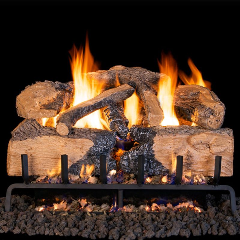 Real Fyre Charred Mountain Birch Log Set with G46 ANSI Certified Burner System
