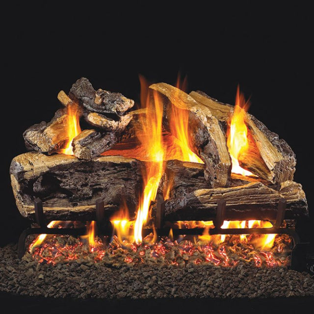 Real Fyre Charred Split Log Set with G46 ANSI Certified Burner System
