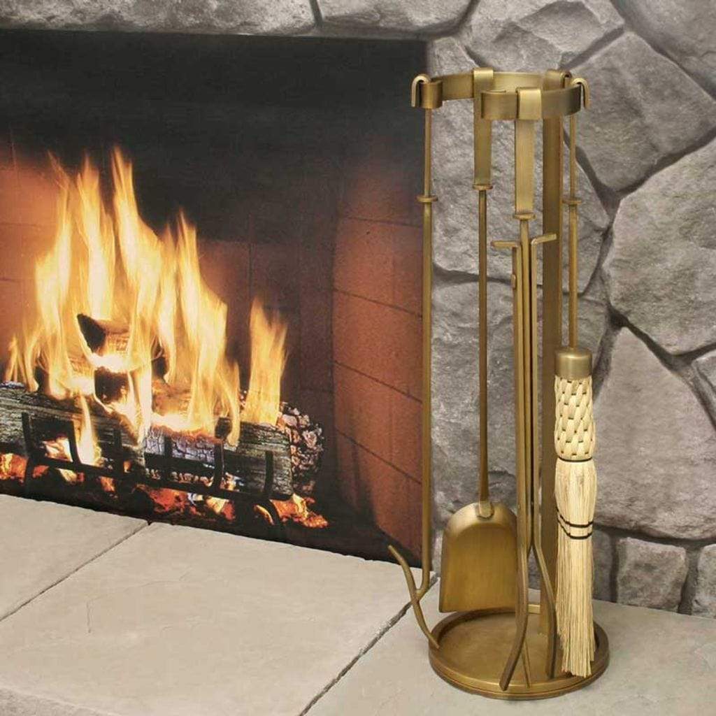 Pilgrim - 29"4-Piece Burnished Brass Mid Century Tool Set