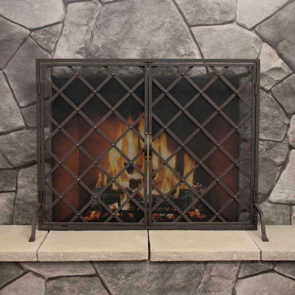 Pilgrim - 42" Distressed Bronze Iron Weave Door Screen