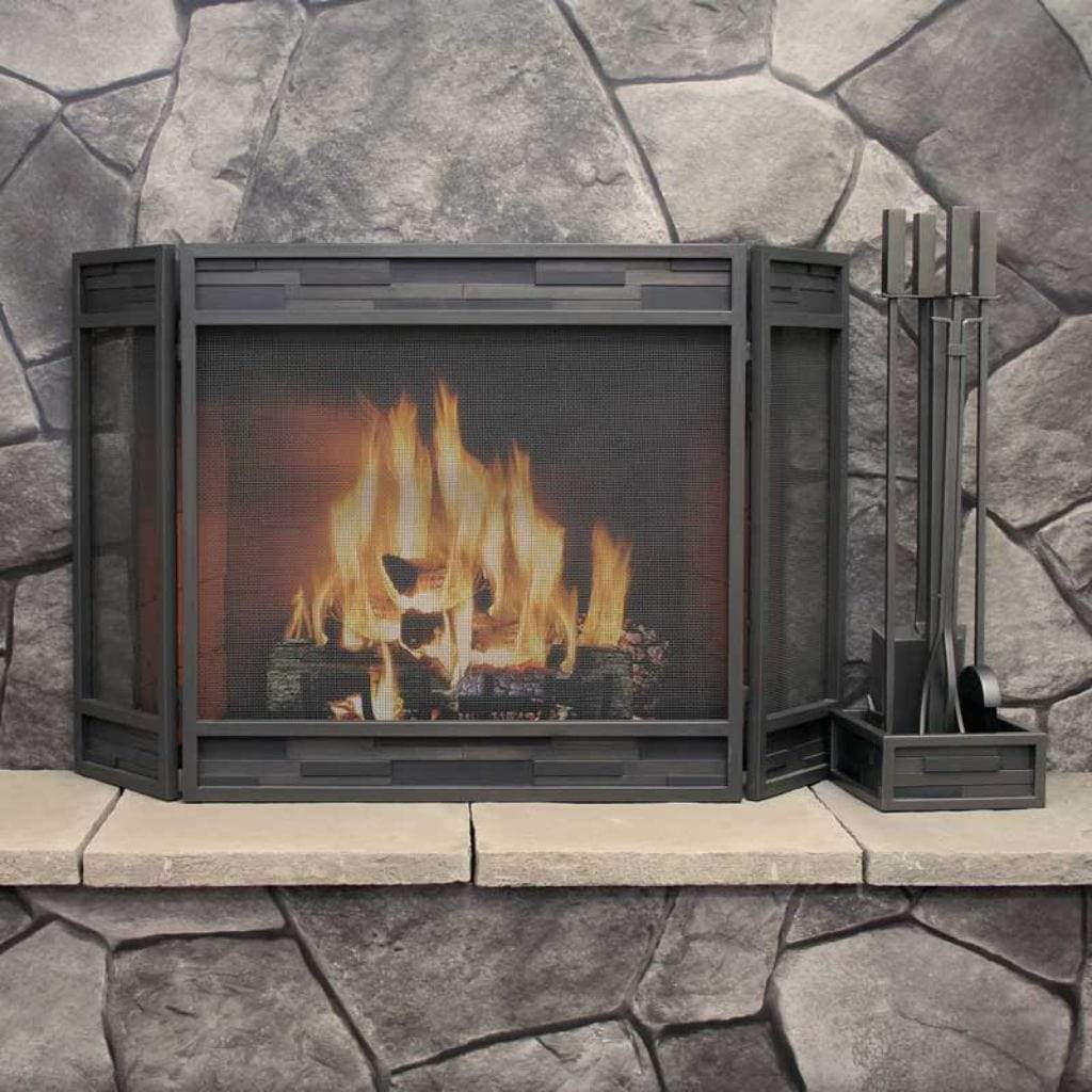 Pilgrim - 48" Natural Iron Lanier Tri Panel Folding Screen