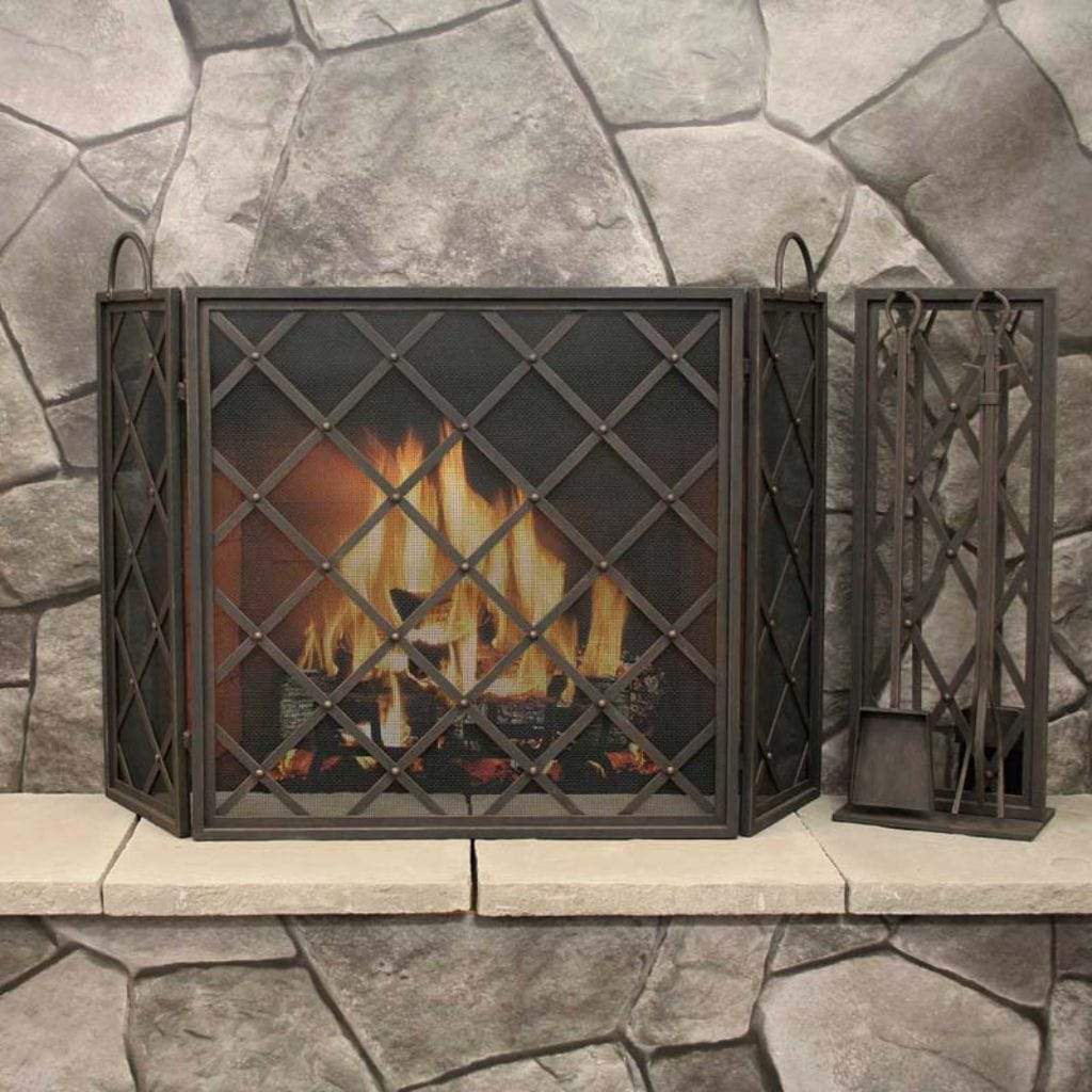 Pilgrim - 54" Distressed Bronze Iron Weave Tri Panel