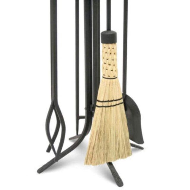 Pilgrim - Matte Black Forged Large Hearth with Corn Broom
