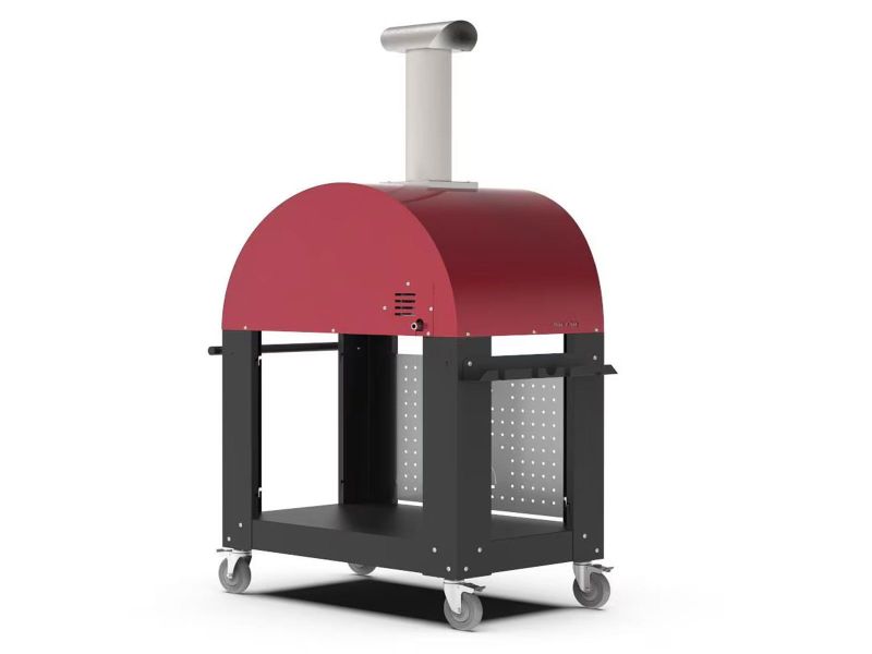 Alfa Moderno 3 Pizze 43-Inch Wood-Fired Pizza Oven and Oven Base - Antique Red