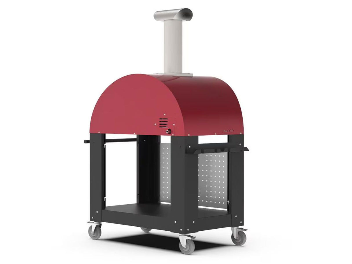 Alfa Moderno Ruby Red 3 Pizze 43-Inch Gas Pizza Oven on Wrinkle Black Oven Base