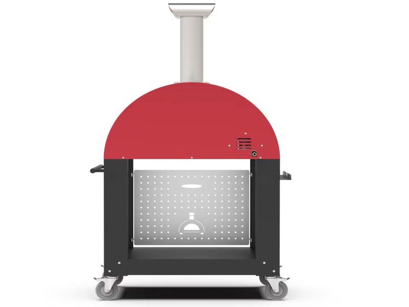 Alfa Moderno 3 Pizze 43-Inch Wood-Fired Pizza Oven and Oven Base - Antique Red
