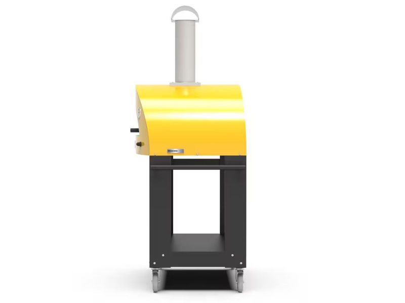 Alfa Moderno 3 Pizze 43-Inch Wood-Fired Pizza Oven on Wrinkle Black Base - Fire Yellow