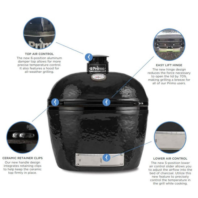 Primo All-In-One Oval Junior 200 Ceramic Kamado Grill With Cart - PGCJRC