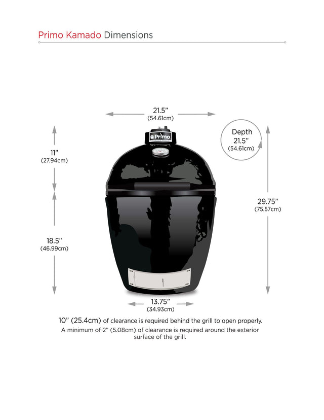 Primo PGCRH Round Kamado Grill - installation options