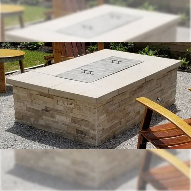 Warming Trends Crossfire FRT Rectangular with Tree-Style Ready To Finish Gas Fire Pit Kit, 60x36x18-Inch