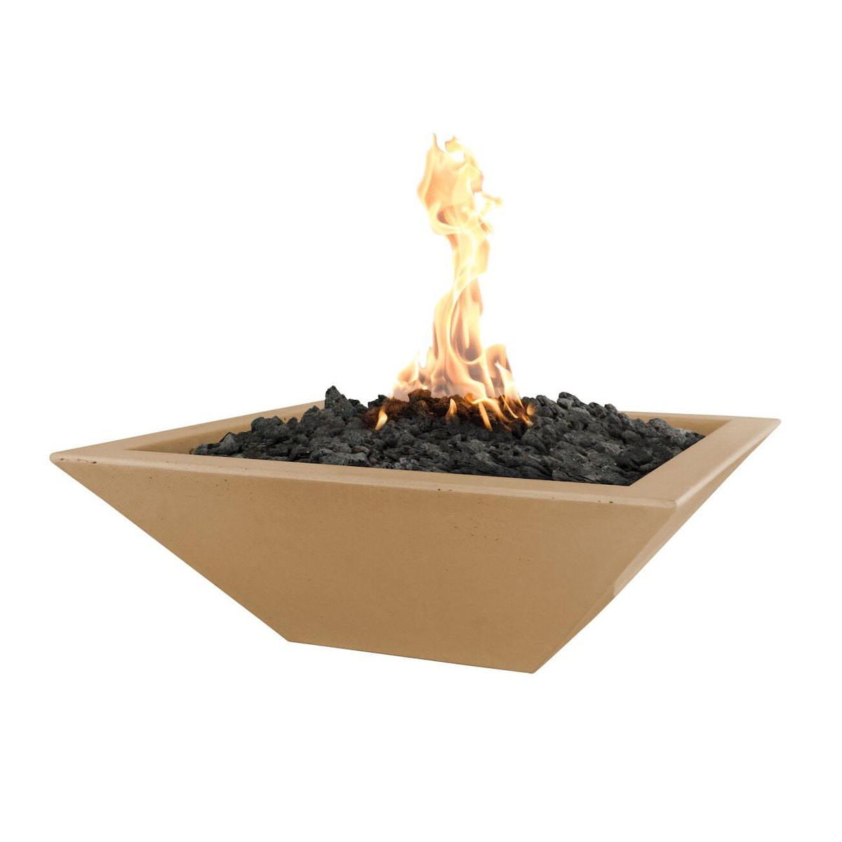 The Outdoor Plus Maya 24" Square GFRC Fire Bowl - Brown
