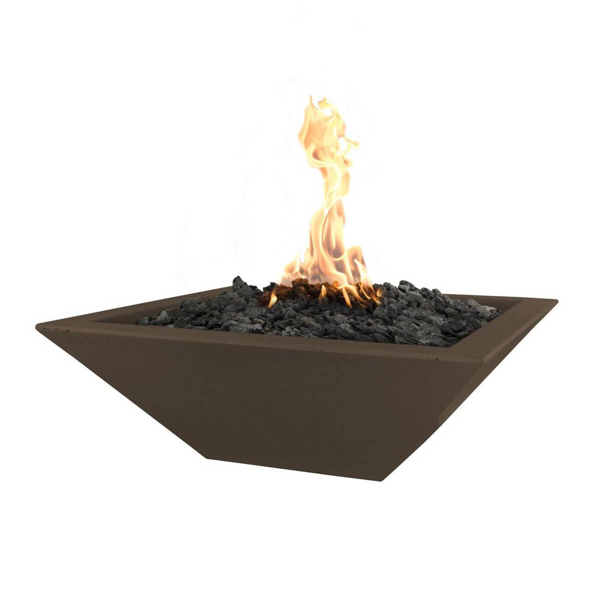 The Outdoor Plus Maya 24" Square GFRC Fire Bowl - Chocolate