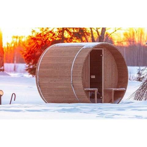 Thermory 4 Person Barrel Sauna No 61 DIY Kit with Porch & 7.5kw Heater