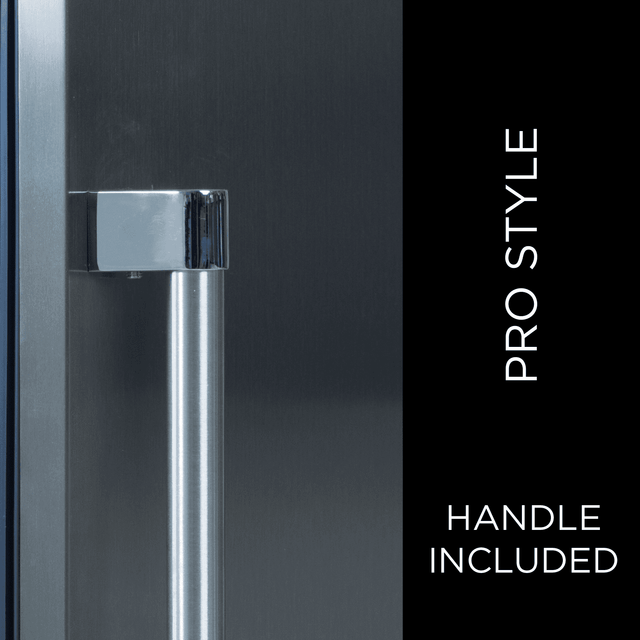 XO 15 Inch Outdoor Undercounter Refrigerator featuring pro style handle, showcasing durable stainless steel construction for outdoor use.