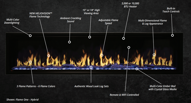 Modern Flames Orion Multi-Sided 76 Inch Built-In Electric Fireplace