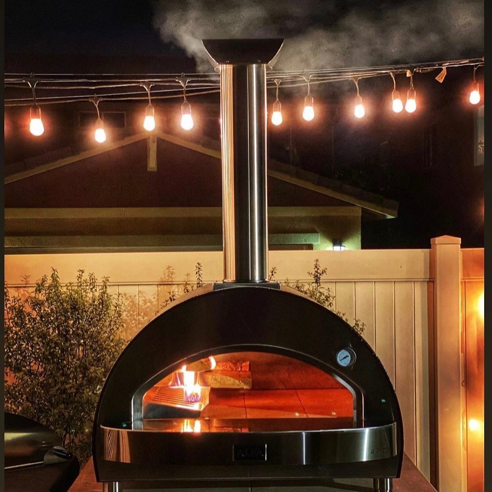Alfa 4 Pizze 31-Inch Freestanding Outdoor Wood-Fired Pizza Oven with Base - Copper