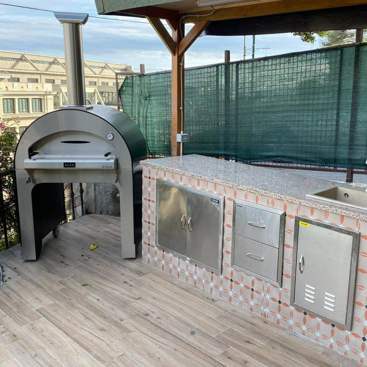 Alfa 4 Pizze 31-Inch Freestanding Outdoor Wood-Fired Pizza Oven with Base - Copper