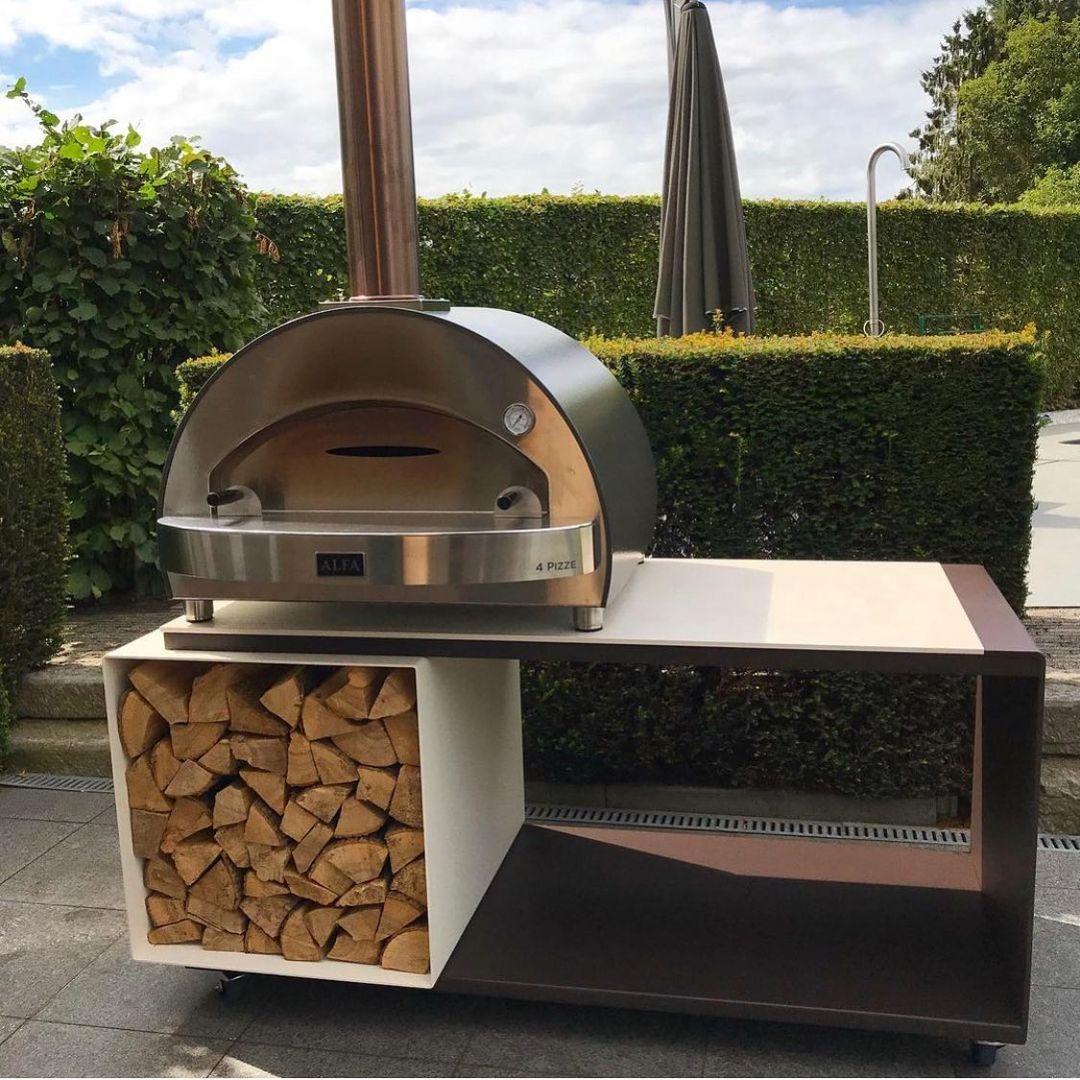 Alfa 4 Pizze 31-Inch Outdoor Wood-Fired Countertop Pizza Oven - Copper