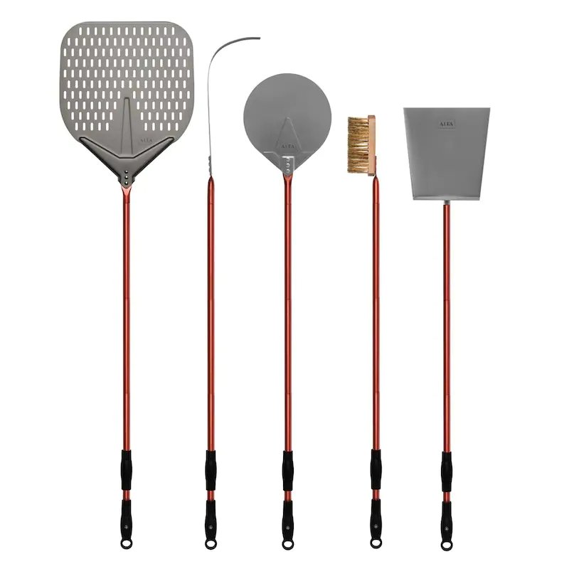 Alfa 48-Inch 5-Piece Pizza Peel Set - Red - AC-5PSET48RD