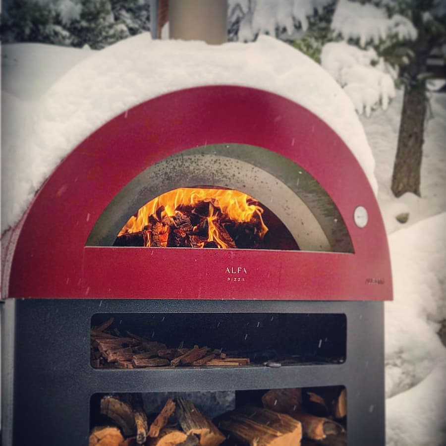 Alfa Allegro 39-Inch Outdoor Wood-Fired Pizza Oven with Base - Freestanding - Antique Red