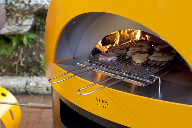 Alfa Allegro 39-Inch Outdoor Wood-Fired Pizza Oven with Base - Freestanding - Yellow