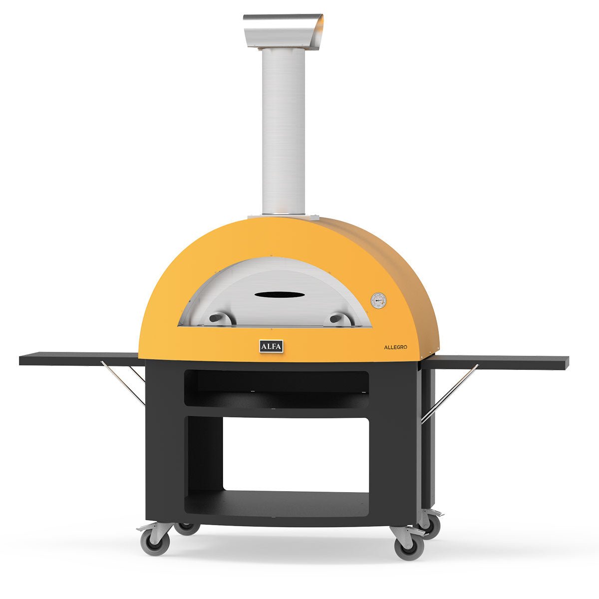 Alfa Allegro 39-Inch Outdoor Wood-Fired Pizza Oven with Base - Freestanding - Yellow