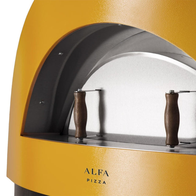 Alfa Allegro 39-Inch Outdoor Wood-Fired Pizza Oven with Base - Freestanding - Yellow
