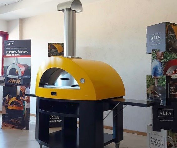 Alfa Allegro 39-Inch Outdoor Wood-Fired Pizza Oven with Base - Freestanding - Yellow