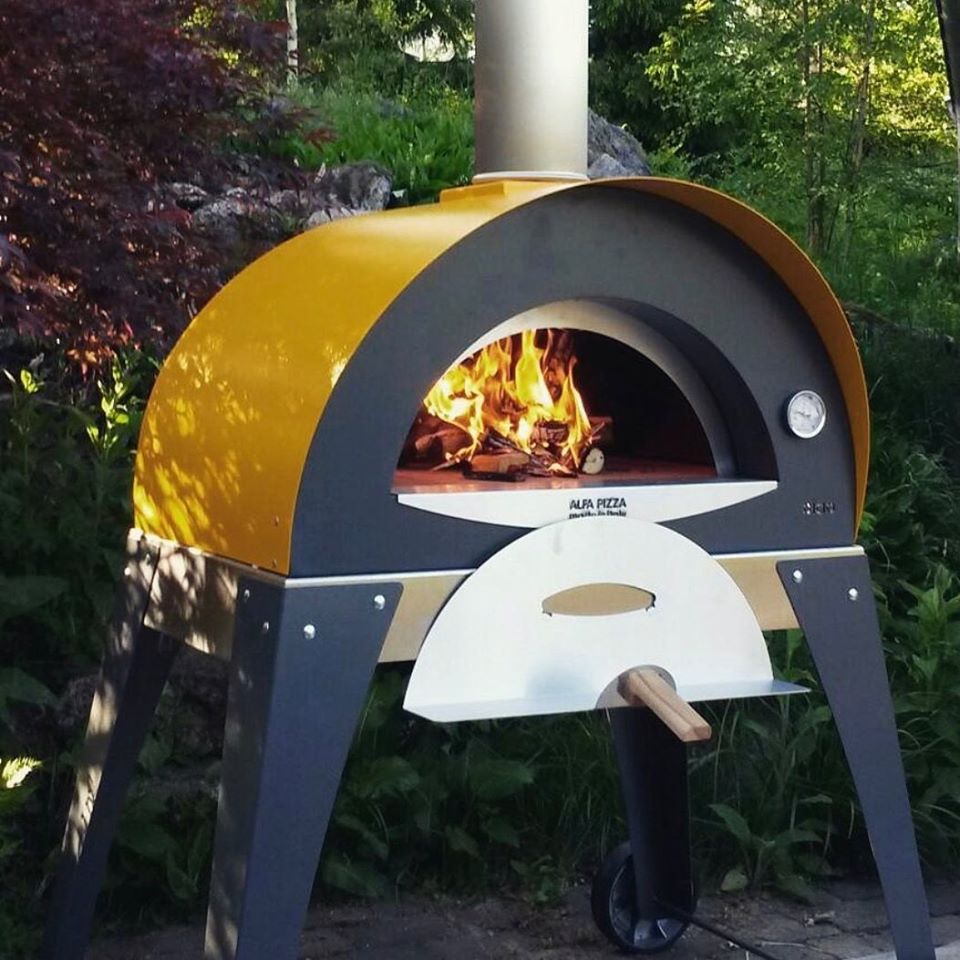 Alfa Ciao 27-Inch Freestanding Wood-Fired Outdoor Pizza Oven with Base - Fire Yellow