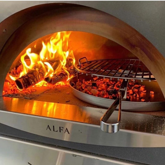 Alfa Ciao 27-Inch Freestanding Wood Fired Outdoor Pizza Oven with Base - Silver Grey