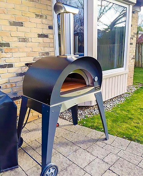 Alfa Ciao 27-Inch Freestanding Wood Fired Outdoor Pizza Oven with Base - Silver Grey