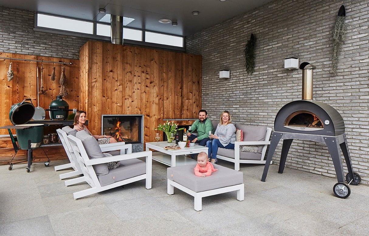 Alfa Ciao 27-Inch Freestanding Wood Fired Outdoor Pizza Oven with Base - Silver Grey