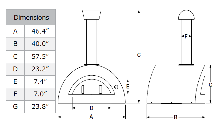 Alfa Forni Allegro 39-inch Wood-Fired Countertop Pizza Oven - Yellow
