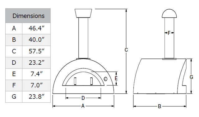 Alfa Forni Allegro 39-inch Wood-Fired Countertop Pizza Oven - Yellow