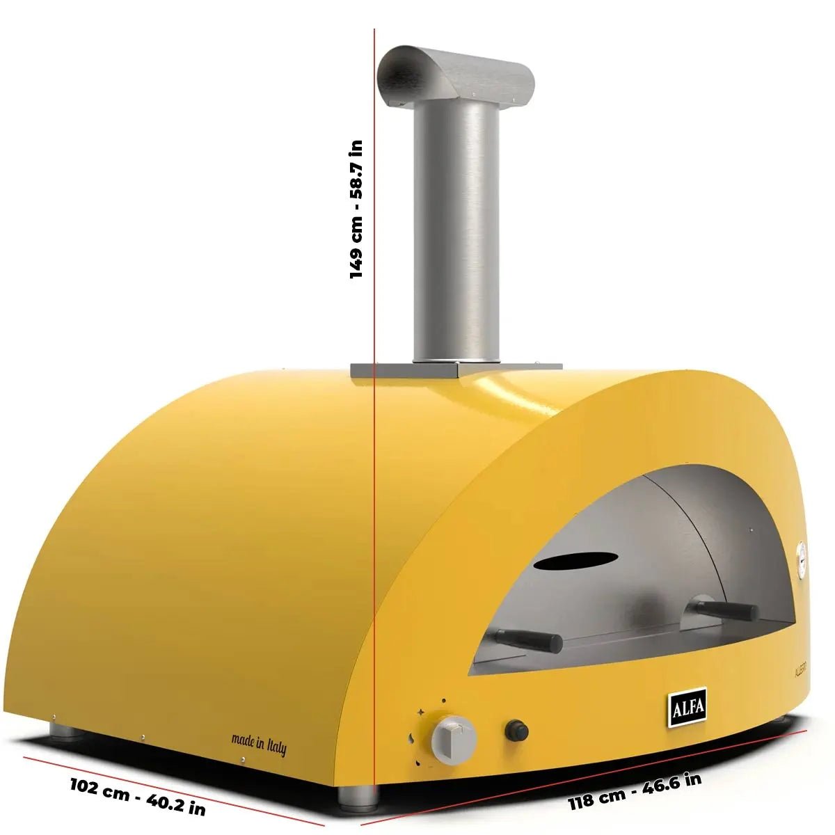 Alfa Moderno 5 Pizze Outdoor Gas Pizza Oven with Base - Freestanding - Fire Yellow