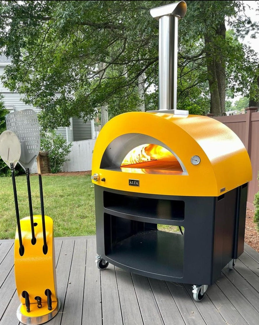 Alfa Moderno 5 Pizze Outdoor Gas Pizza Oven with Base - Freestanding - Fire Yellow