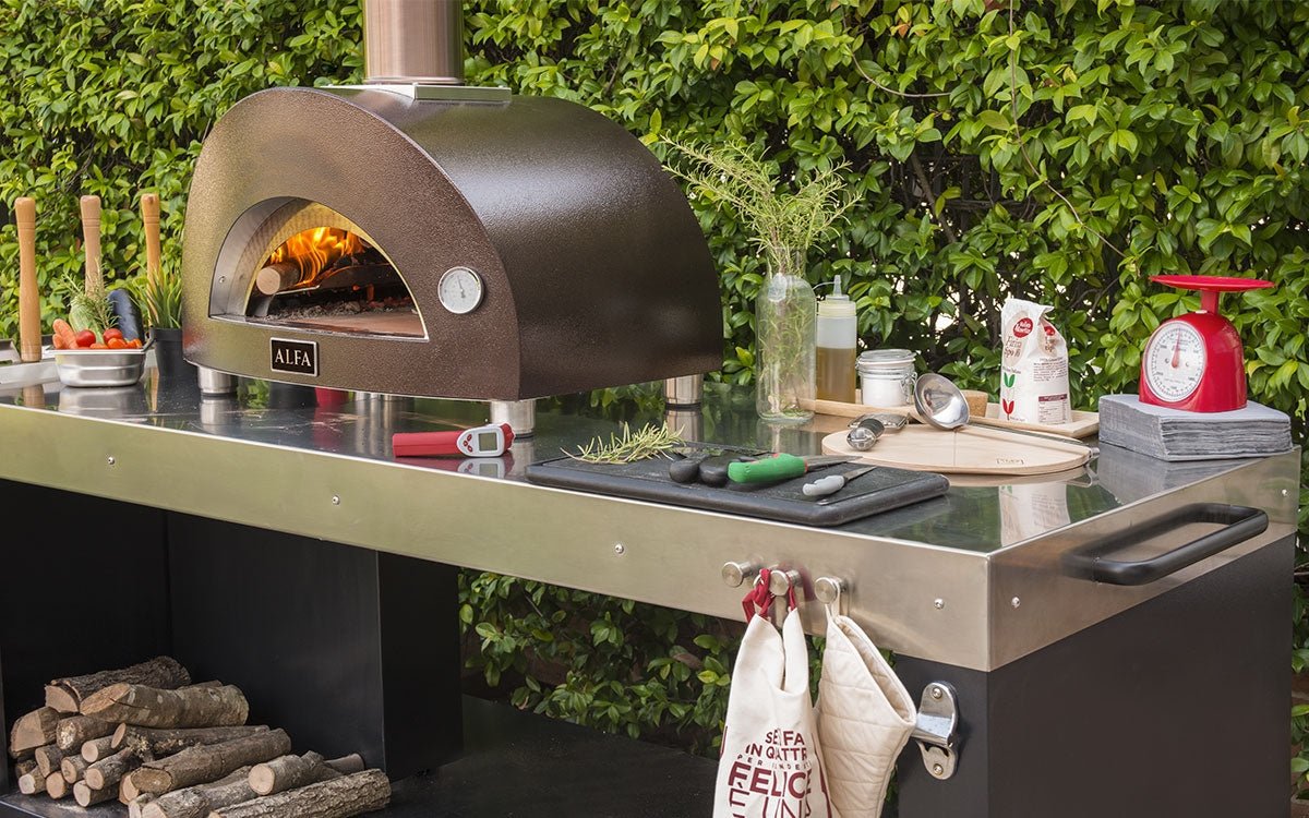Alfa Nano Wood Fired Freestanding Pizza Oven on Cart - Copper