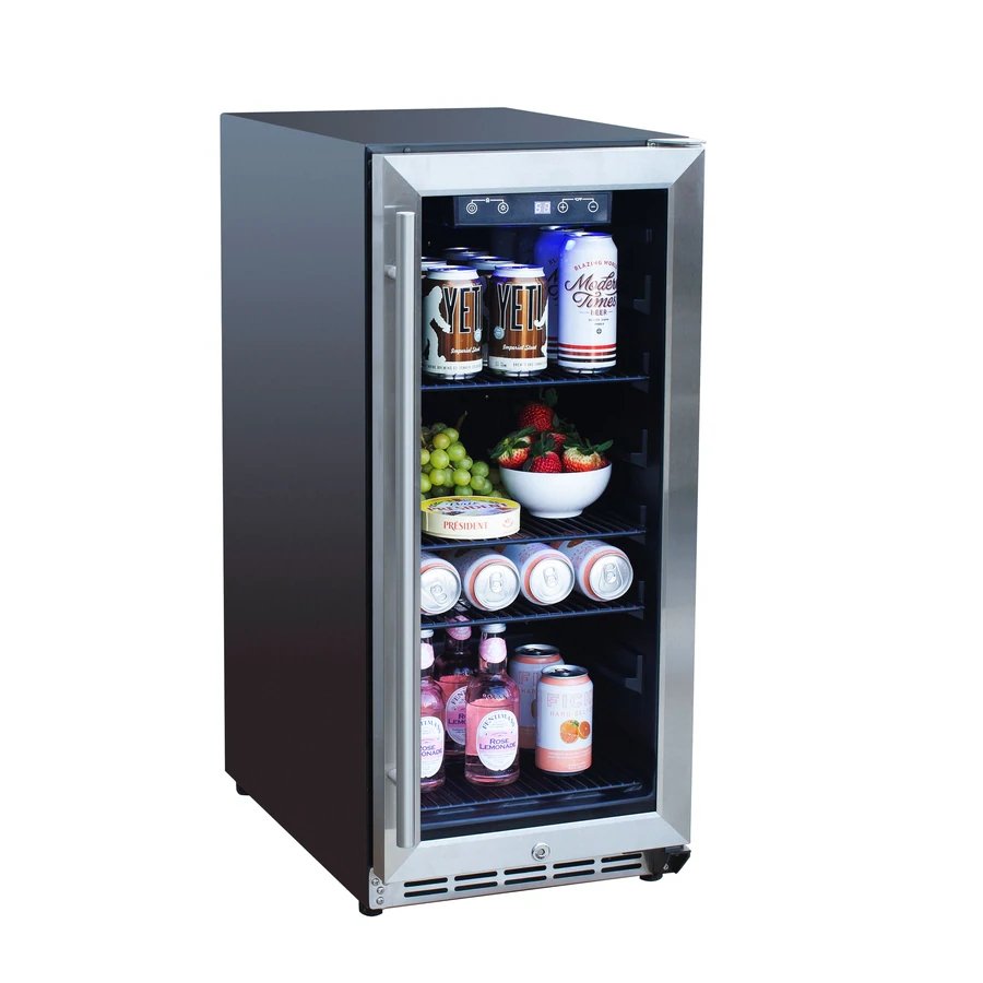 American Made Grills 15" 3.2c Outdoor Rated Fridge with Glass Door
