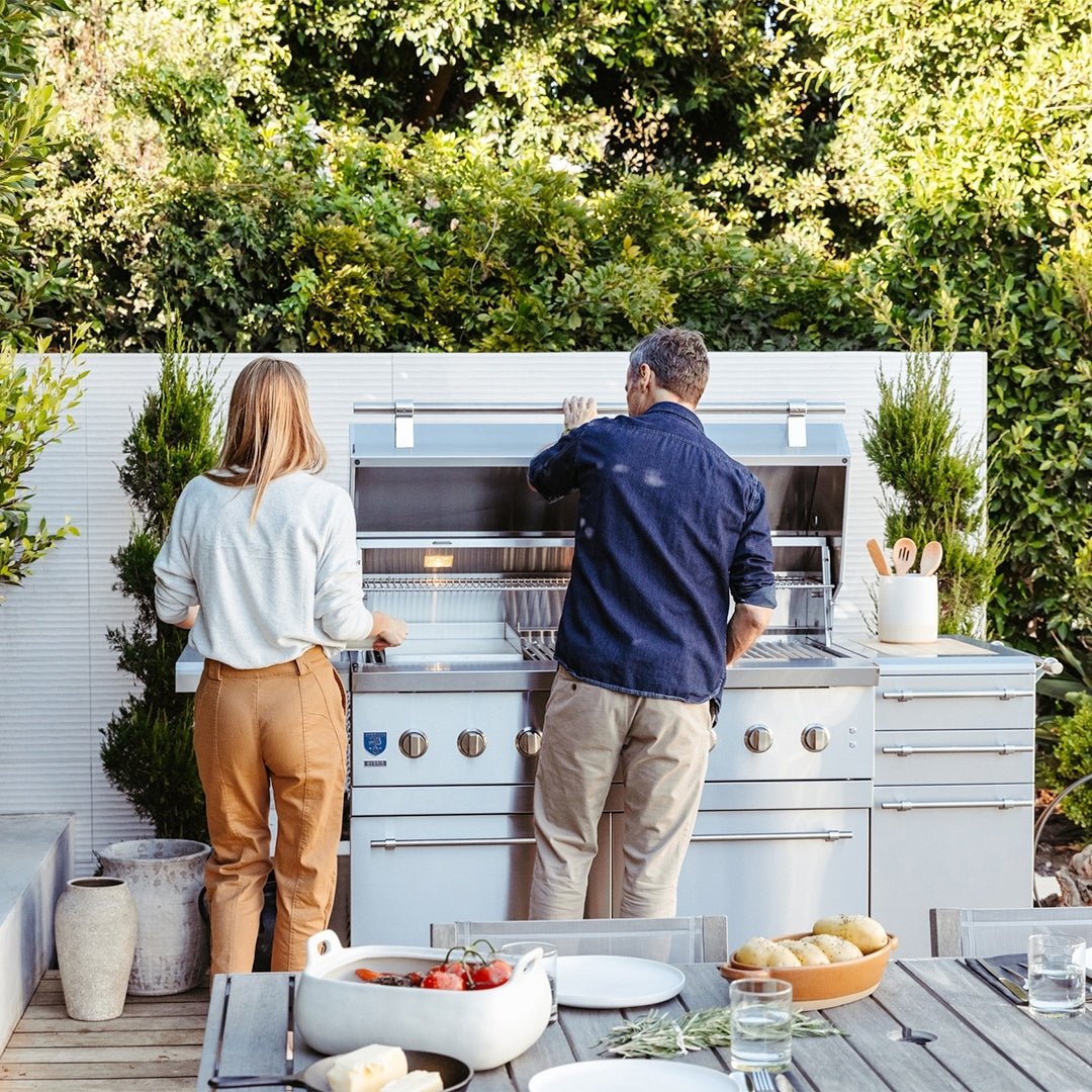 American Made Grills Encore 54-Inch Freestanding Hybrid Grill - Gas Wood & Charcoal