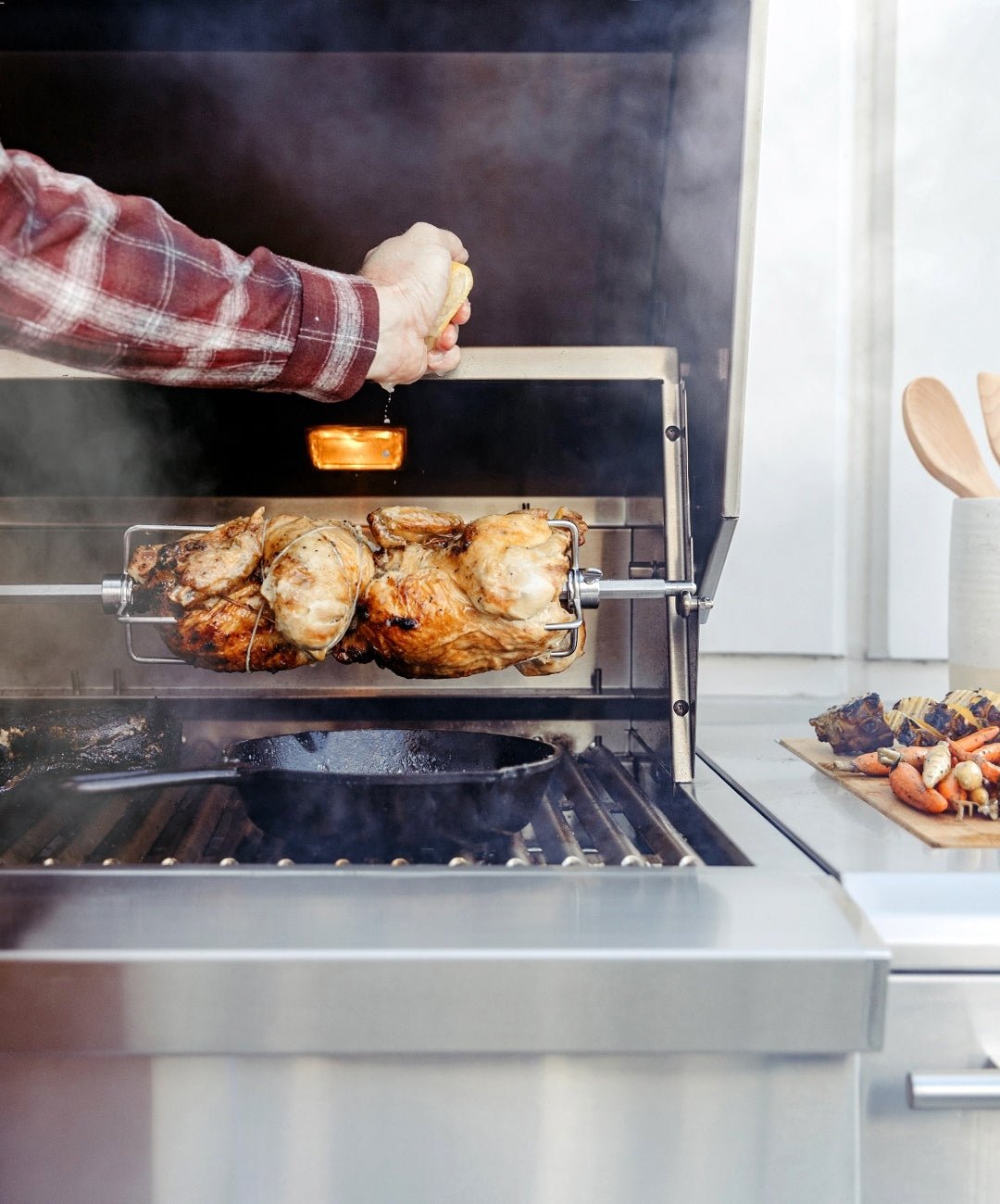 American Made Grills Encore 54-Inch Freestanding Hybrid Grill - Gas Wood & Charcoal