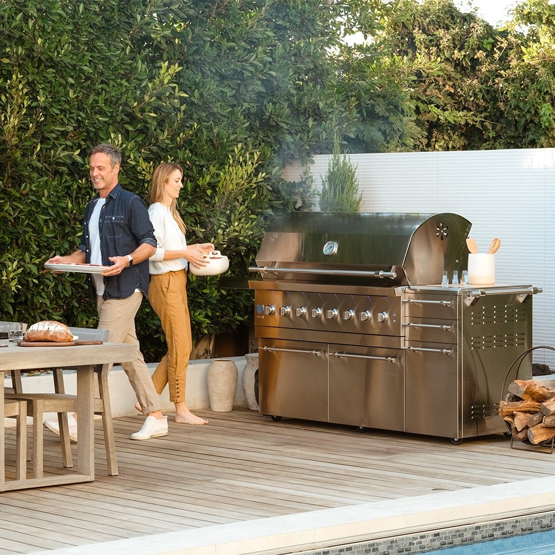 American Made Grills Encore 54-Inch Freestanding Hybrid Grill - Gas Wood & Charcoal