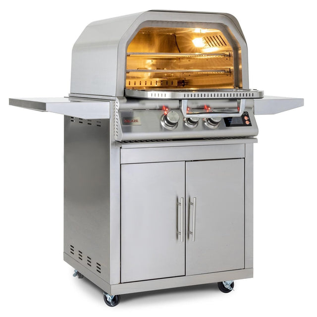 Blaze 26-Inch Freestanding Gas Outdoor Pizza Oven W/ Rotisserie & Cart - BLZ-26-PZOVN