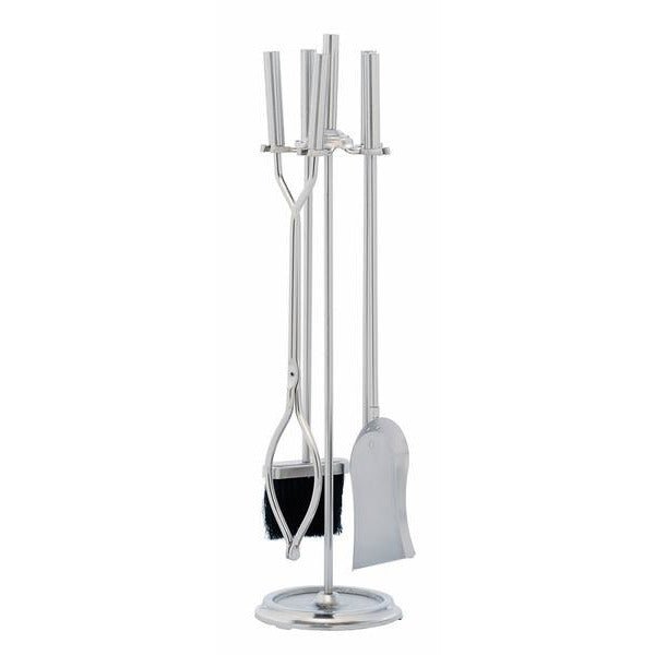Brushed Steel 4-Piece Fireplace and Hearth Tool Set