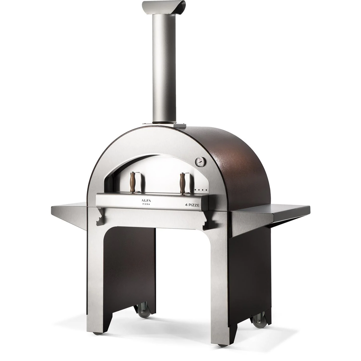 Alfa 4 Pizze 31-Inch Freestanding Outdoor Wood-Fired Pizza Oven with Base - Copper