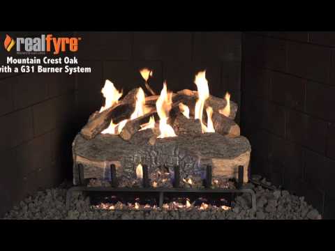 Peterson Real Fyre Mountain Crest Oak Gas Log Set With Vented ANSI Certified G31 Triple-Tier Burner