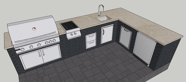 L Shape Outdoor Kitchen with Blaze Pro 44" Grill Built On Site By NYC Fireplaces Team