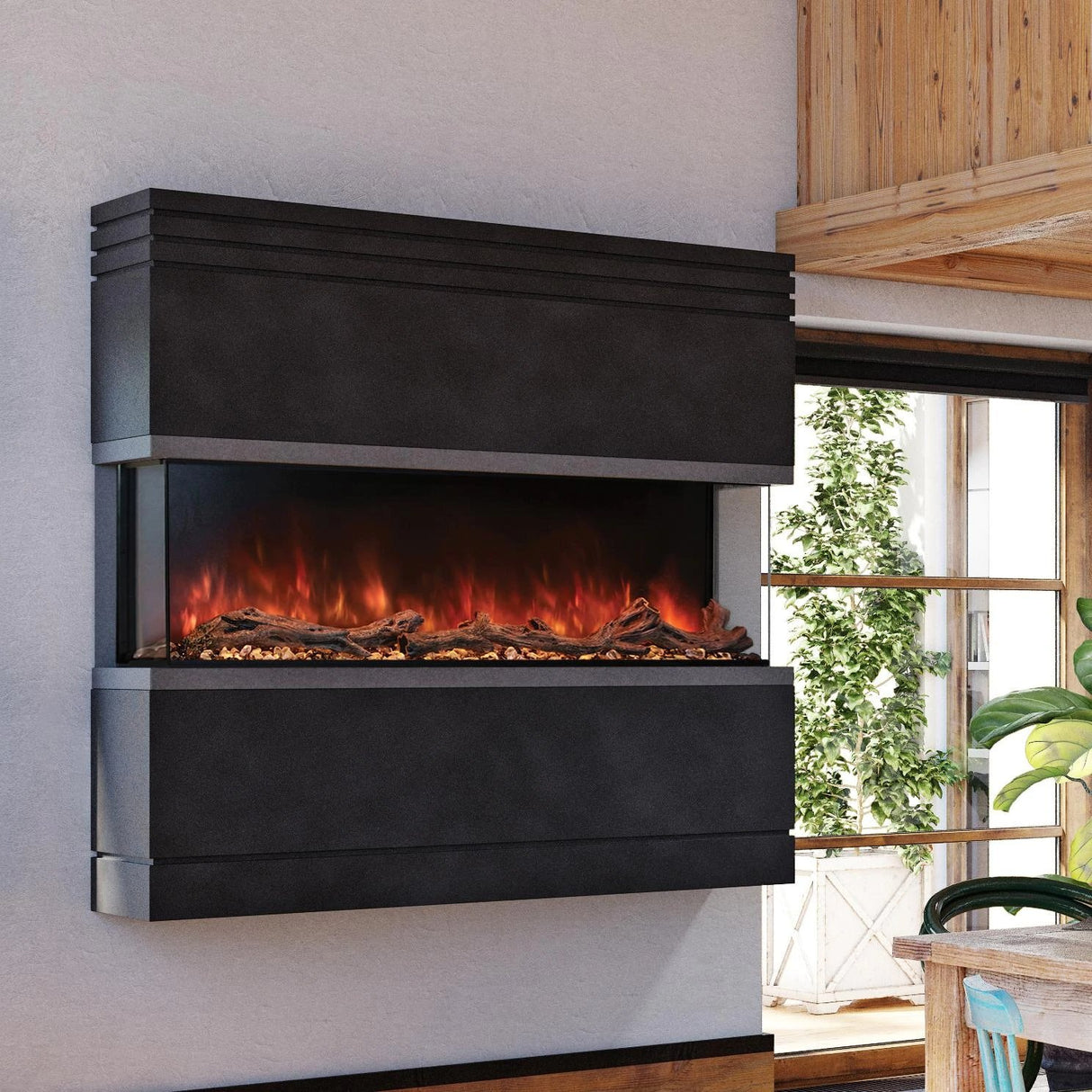 Modern Flames Landscape Pro Multi-Sided Built-In 96 Inch Electric Fireplace Linear Firebox